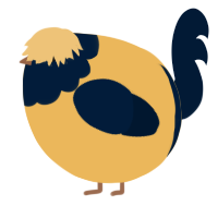A honey and tumblr chicken with a head pattern