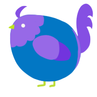 A sapphire and blurple chicken with a head pattern