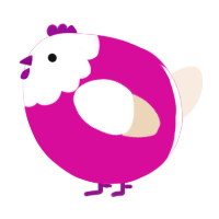 A fuchsia and cream chicken with a head pattern