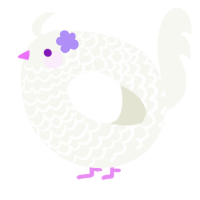 A white chicken with a lace pattern