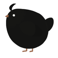 A black chicken with a head pattern