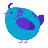 A cerulean and indigo chicken with a neck-speckle pattern
