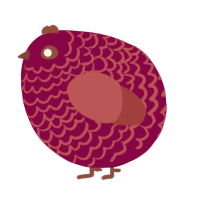 A maroon and red chicken with a lace pattern