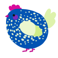 A ultramarine and apple chicken with a speckle pattern