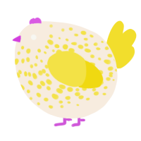 A cream and yellow chicken with a speckle pattern