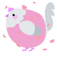 A pink and mist chicken with a head pattern