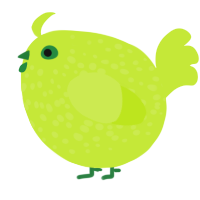 A lime chicken with a speckle pattern