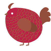 A crimson and russet chicken with a lace pattern