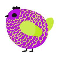 A amethyst and lime chicken with a lace pattern