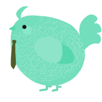 A mint chicken with a double-lace pattern