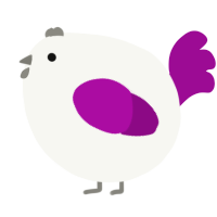 A white and plum chicken