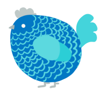 A sapphire and aqua chicken with a lace pattern