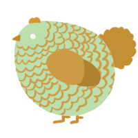 A gluppy and gold chicken with a lace pattern