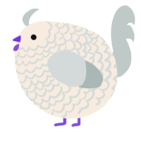 A cream and silver chicken with a lace pattern
