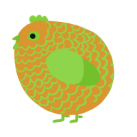 A orange and grass chicken with a lace pattern