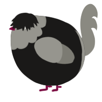 A sable and ash chicken with a head pattern