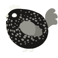A sable and ash chicken with a speckle pattern