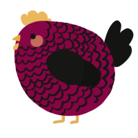 A maroon and black chicken with a lace pattern