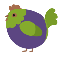 A overcast and chartreuse chicken with a head pattern