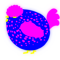 A tumblr and pink chicken with a speckle pattern