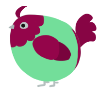 A spring and maroon chicken with a head pattern