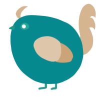 A teal and beige chicken