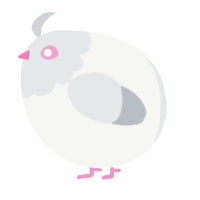 A white and mist chicken with a head pattern