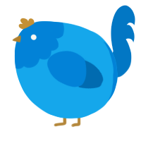 A sky and sapphire chicken with a head pattern