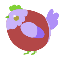 A red and lilac chicken with a head pattern