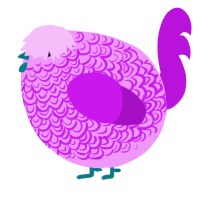 A lavender and amethyst chicken with a double-lace pattern