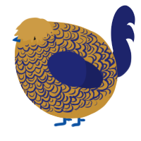 A gold and navy chicken with a double-lace pattern