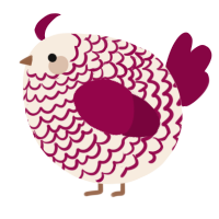 A cream and maroon chicken with a lace pattern