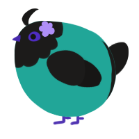 A turquoise and sable chicken with a head pattern