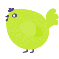 A lime chicken with a speckle pattern