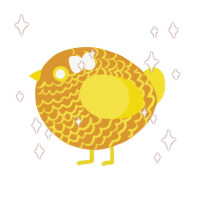 A orange and yellow chicken with a lace pattern
