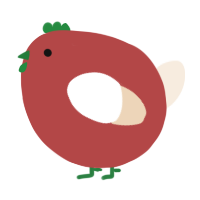 A red and cream chicken