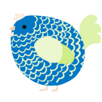 A sapphire and apple chicken with a lace pattern