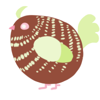 A russet and apple chicken with a bar pattern