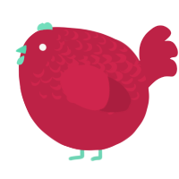 A crimson chicken with a half-lace pattern