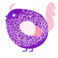 A violet and rose chicken with a double-lace pattern