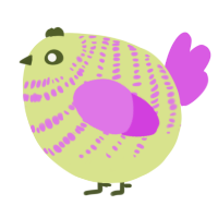 A lemon and orchid chicken with a bar pattern