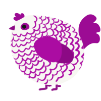 A white and plum chicken with a lace pattern