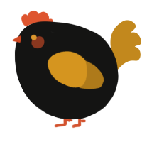 A black and ochre chicken