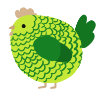 A lime and leaf chicken with a lace pattern