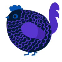 A tumblr and indigo chicken with a lace pattern