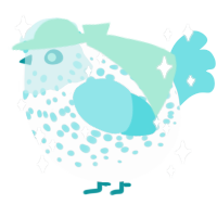 A mist and aqua chicken with a speckle pattern
