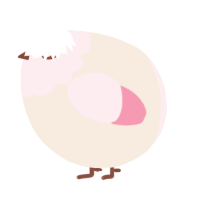 A cream and rose chicken with a head pattern