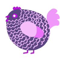 A overcast and lavender chicken with a lace pattern