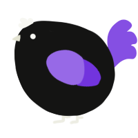A black and blurple chicken