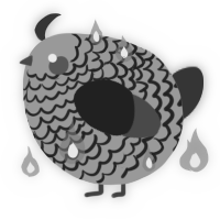 A grey and pink chicken with a lace pattern